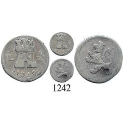 Lima, Peru, ¼ real, Ferdinand VII, 1810, dots flanking date.