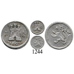 Lima, Peru, ¼ real, Ferdinand VII, 1820.