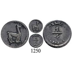 Lima, Peru, ¼ real, 1834/3.