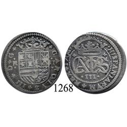 Barcelona, Spain, milled 2 reales, Charles III Pretender, 1708.