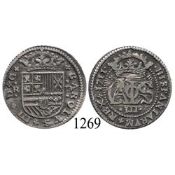 Barcelona, Spain, milled 2 reales, Charles III Pretender, 1711.