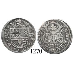 Barcelona, Spain, milled 2 reales, Charles III Pretender, 1712.