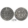 Image 1 : Seville, Spain, milled 2 reales "pistareen," Philip V, 1725J.