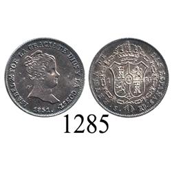 Seville, Spain, 1 real, Isabel II, 1851RD.