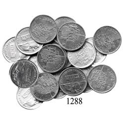 Lot of 19 Spain aluminum pesetas, 1989-1997.