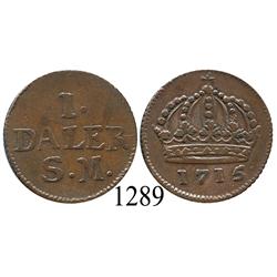 Sweden (Emergency issue), 1 daler, 1715.