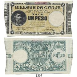 Puerto Rico (Spanish Department of Overseas Affairs), 1 peso compulsory "coin exchange" note, 1895.