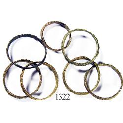 Lot of 7 bronze rings.