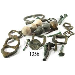 Lot of musketballs, buckles, nails and button, various periods.