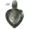 Image 1 : Heart-shaped pewter locket/reliquary.