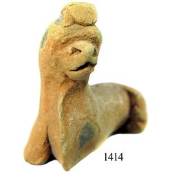 Pre-Columbian clay llama figurine.