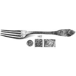 Intact silver fork with important hallmarks on handle.