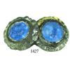 Image 1 : Base-metal cufflink with blue-glass stones.