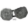 Image 1 : Engraved silver cufflink, octagonal shape.