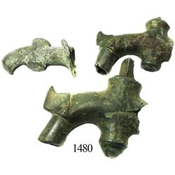 Lot of 3 bronze/pewter spigots.