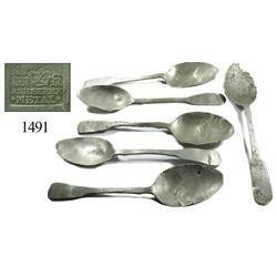 Lot of 6 large pewter spoons.