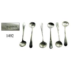 Lot of 6 very small pewter spoons.