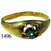 Image 1 : Low-grade gold ring with green stone.