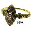 Image 1 : Low-grade gold ring with red stone and enamel.