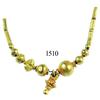 Image 1 : Lot of 13 small gold beads and one gold pendant strung together on a wire.