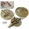 Image 1 : Lot of 2 brass nesting cup-weight lids and pan for scale-weight.