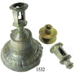 Bronze candlestick holder and parts of 2 others.