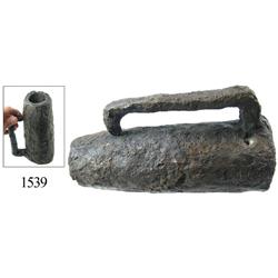 Iron breech block for large cannon.