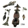 Image 1 : Lot of 8 miscellaneous bronze items, including a key and large latch.