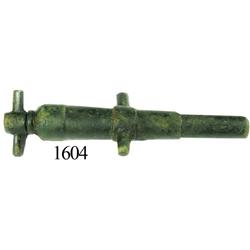 Miniature bronze cannon, very rare screw-in "T-bar" breech, ca. 1780.