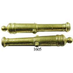 Pair of brass miniature cannons, ca. 1790-1820.