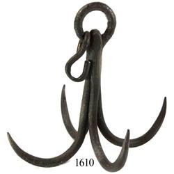 Iron grappling hook from Continental Navy ship (Revolutionary War).