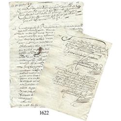 Old Spanish colonial document from Bolivia dated 1589.