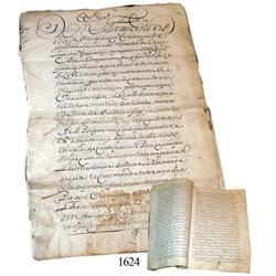 Old Spanish colonial document from Bolivia dated 1619.