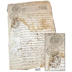 Old Spanish colonial document from Bolivia dated 1776, with seals.