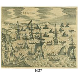 Ca.-1655 German wood-cut engraving showing an island off Panama.