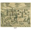 Image 1 : Ca.-1655 German wood-cut engraving showing an island off Panama.
