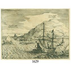 Ca.-1655 German wood-cut engraving showing Cocos Island off Costa Rica.