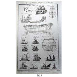 Ca.-1782 London engraving of ships' architecture.