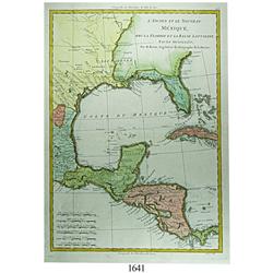 Ca.-1788 French map (Bonne) of the regions surrounding the Gulf of Mexico and western Caribbean in 4