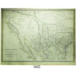 1842 British map (S.D.U.K.) of Texas, California and northern Mexico with hand-colored borders.