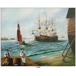 Original oil-on-canvas painting of the Dutch East Indiaman Rooswijk (sunk in 1739 off southeast Engl