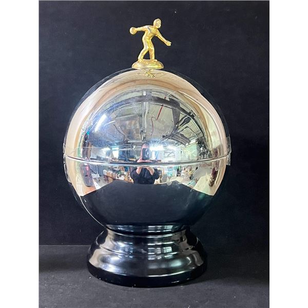 Vintage Deco Bowling Ball Pump Decanter & 6 Shot Glasses (see description)