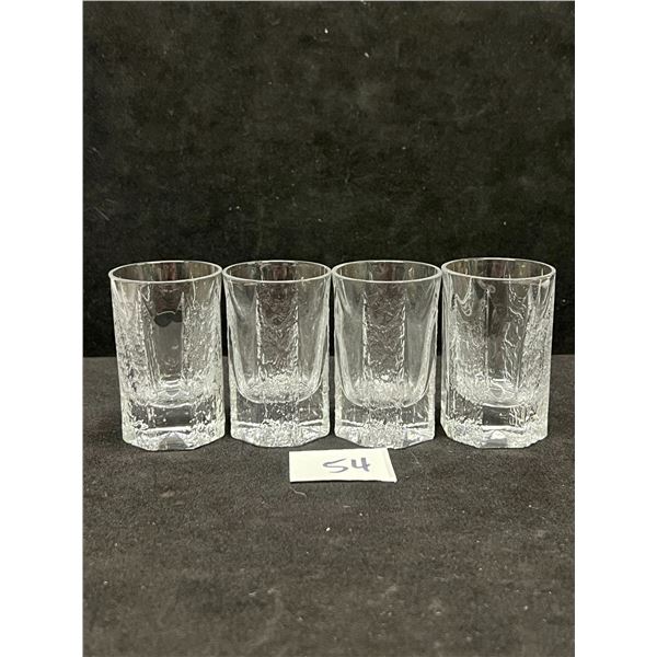 4 Mid Century Modern Textured Shot Glasses Approx: 2.5 T 1.5 W