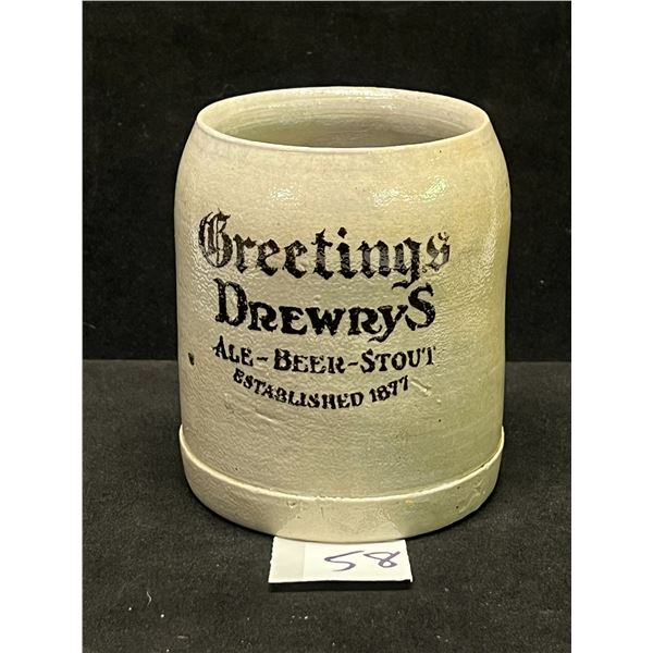 Vintage Drewrys Winnipeg Ale Beer Stout Mug Germany Approx: 4.25 T