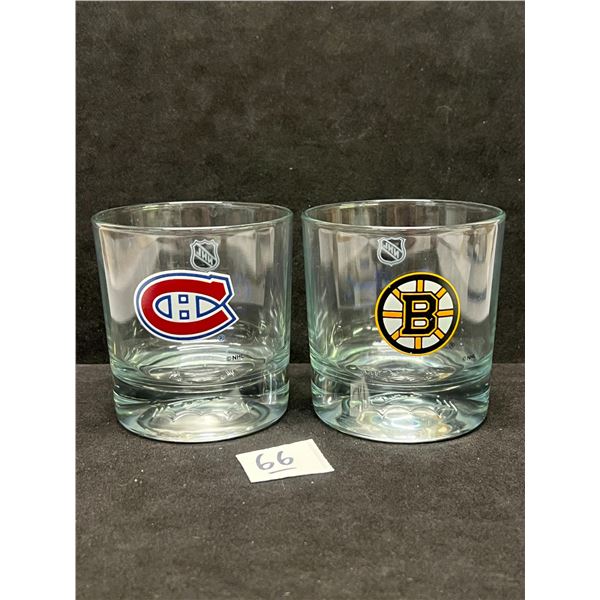 2 Crown Royal Whisky Rocks Glasses NHL (see description)