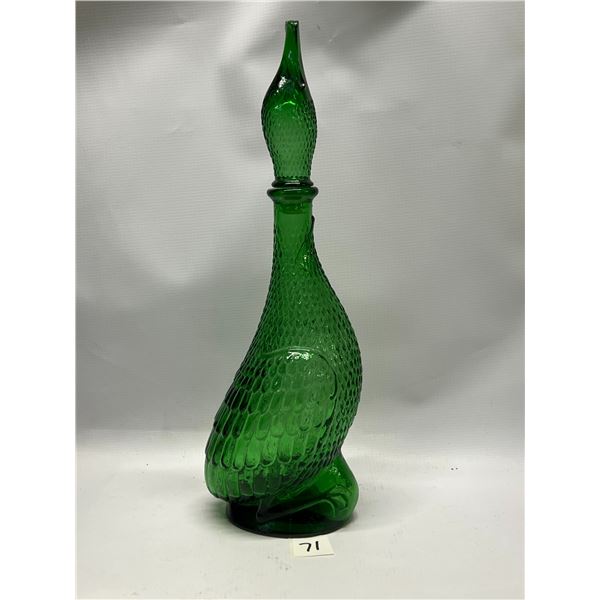 Vintage Green Duck Shape Genie Bottle Italy Empoli? Approx: 15.5 T 4.25 W