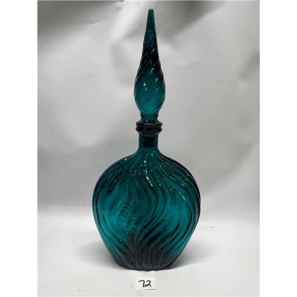 Vintage Teal/Aqua Blue Swirl Genie Bottle Approx: 15.25"T 7"W