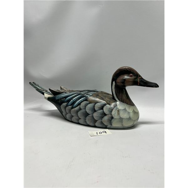 Carved & Painted Wood Duck (Tail Repaired) Approx: 14 L & 5.5 T