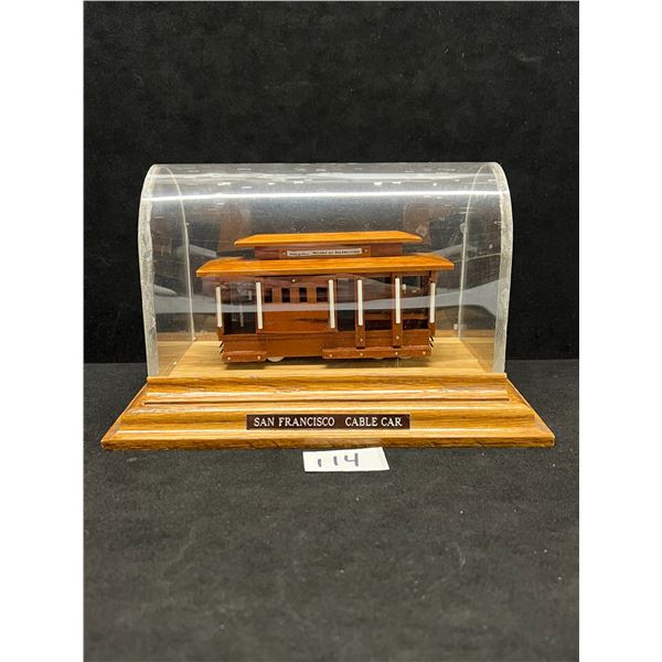 Hand Made San Francisco Cable Car w/Plastic Dome Appr: 9x6  & 5.75 T