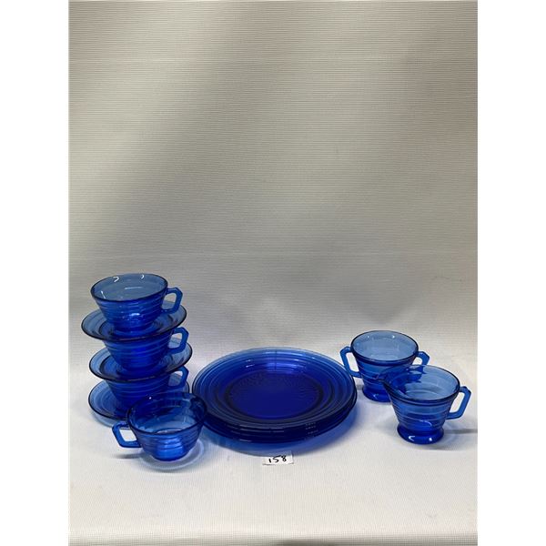 13 pcs Vintage Hazel Atlas Cobalt Blue Moderntone Glassware (see description)